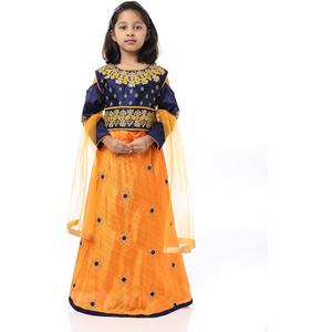 Ashwini Girls Skirt Top With Neck Embroidery Work | Readymade Indian Kids Ethnic Skirt Top 9Y