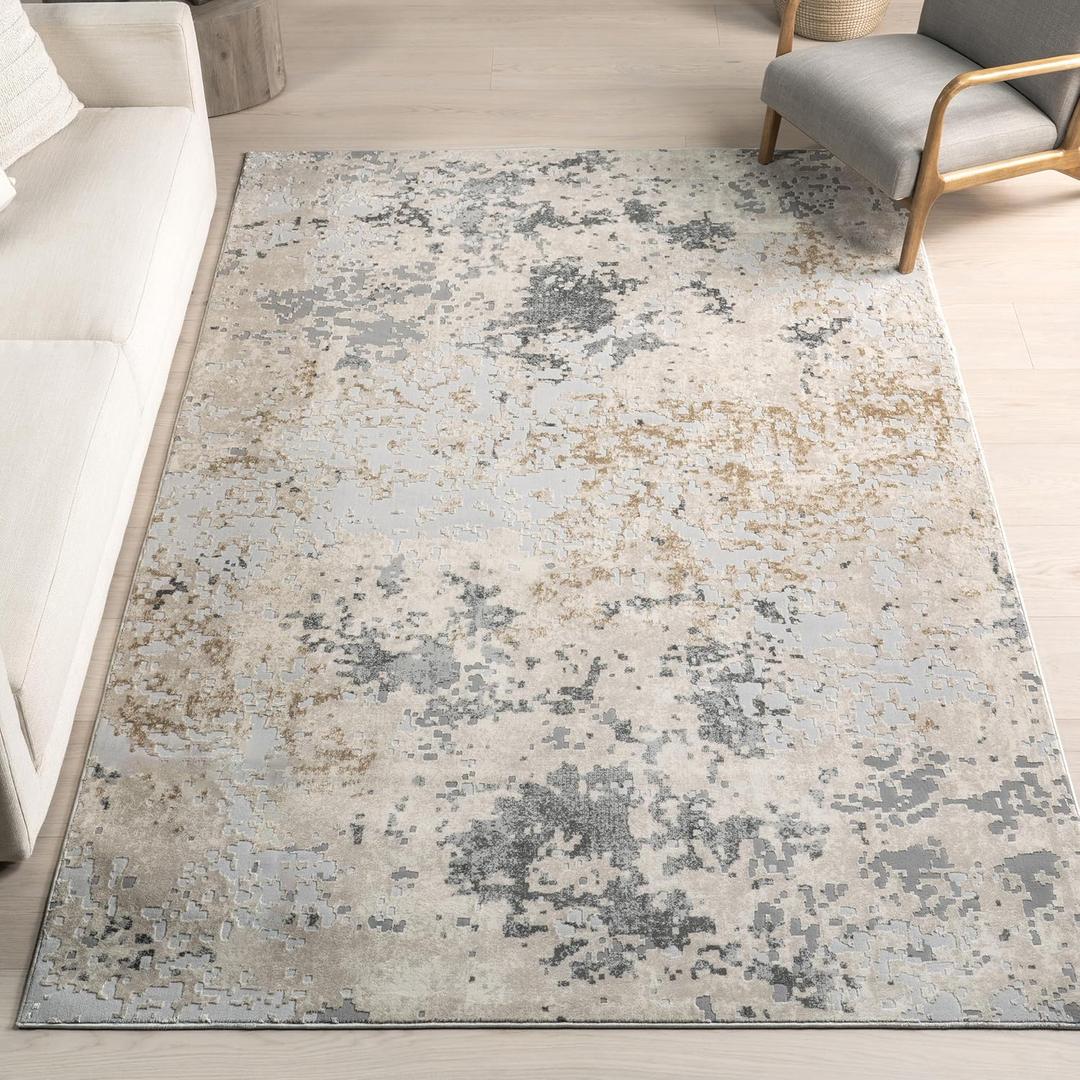 nuLOOM Chastin Modern Abstract Area Rug - 9x12 Area Rug Modern/Contemporary Beige/Grey Rugs for Living Room Bedroom Dining Room Kitchen