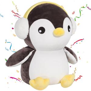 MMguai 16" Cute Penguin Stuffed Animals, Large Brown Penguin Plush Cushions Pillow Toys Room Decor, Soft Penguins Big Plushies Gift for Kids Girl Boy, Birthday, Christmas