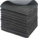 SINLAND Microfiber Dish Cloths Wash Clothes for Kitchen Best Kitchen Cloths Cleaning Cloth Poly Scour Side 12"x12" (10Pack, Dark Grey)