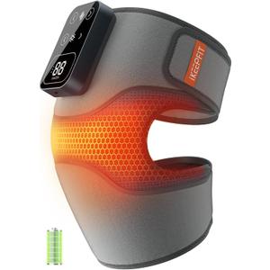 Cordless Knee Massager with Heat Vibration for Pain Relief, MAXwarm 4.0[2025 Upgraded] - Electric Heated Knee Brace with 5 Heat Levels and 3 Massage Mode, Gifts for Men Women (Grey, Single)