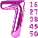 3 x 40 Inch Rose Purple Large Balloon Number 7 Balloon,Jumbo Mylar Foil Helium Balloon for 7 17 27 37 47 57 Birthday Digital Balloons for Birthday Party,Wedding Anniversary Party Decorations