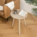 AWASEN Round Side Table, Modern Small End Table for Living Room, Wood Accent Drink Table for Small Space with Solid Wood Legs, Easy Assembly, Rustic White Oak, round, 16-inch diameter x 19.5-inch height