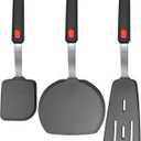 Set of 3, Silicone Spatula Turner,600°F Heat Resistant Cooking Spatulas for Nonstick Cookware, Large Kitchen Utensils BPA Free Rubber Spatula Set for Egg, Pancake, Fish, Burger