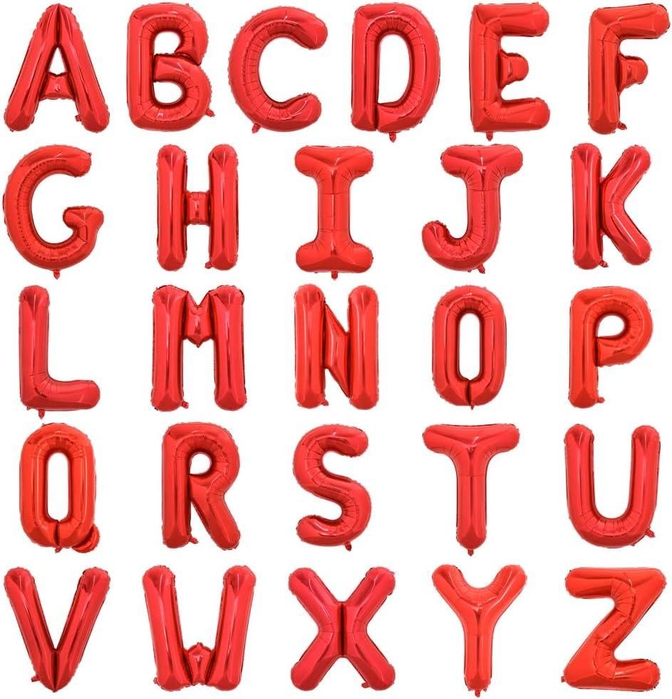 TONIFUL 52 Pieces 16 Inch Red Letter A-Z Balloons, Custom Phrase Mylar Foil Alphabet Letter DIY Personalized Phrase Banner for Birthday Anniversary Wedding Valentine's Day Graduation Engagement