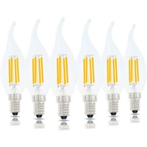 E14 LED Bulb European Base 4W LED Chandelier Light Bulbs Dimmable 40W Equivalent,Flame Tip Candelabra LED Bulbs,110V 2700K Warm White,6 Pack