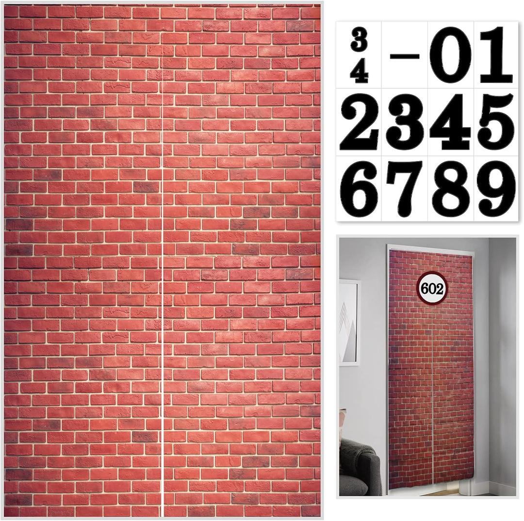 Brick Wall Party Backdrop, Red Brick Wall Backdrop, Wall Decoration, Kids Birthday Party Supplies, Holiday Party Decor Halloween Door Curtains Decorations