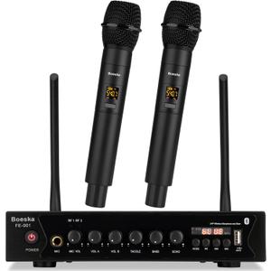 Wireless Microphone System, UHF Dual Cordless Handheld Microphones Set for Home Karaoke, Singing, Speech, Party, Meeting, Church, 262ft Range, Black