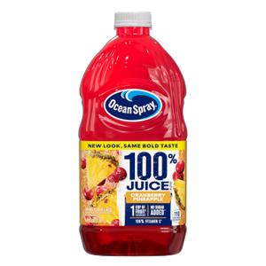 Ocean Spray 100% Juice Cranberry Pineapple Juice Blend, 64 Fl Oz Bottle (Pack of 8) (EXP 08/10/26)