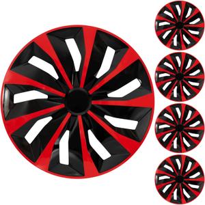 4 Pack Red Hubcap Wheel Cover Replacement 16Inch Hub Caps Universal Wheel Rim Cover ABS Material Exterior Accessories for Car Trunk SUV