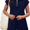 KISSMODA Two Piece Sets for Women Sweatsuit Casual Tracksuits Short Sleeve Tops and Shorts 2025 Lounge Outfits (Blue, L)