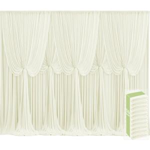 10 Panels Ivory Backdrop Curtains for Wedding Party Wrinkle Free Backdrops Curtain Drapes Fabric Decorations Photo Back Drop Cloth for Baby Shower Photography Stage Reception 50ft(W) x 12ft(H)