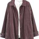 Minibee Women's Corduroy Jackets Long Sleeve Coats Button Down Outwear Tops with Pockets (Large, Coffee)