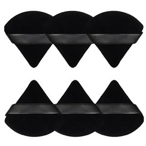 Pimoys 6 Pcs Powder Puff, Face Soft Triangle Makeup Puff Velour Makeup Sponge for Loose Powder (Black)