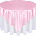 72 Inch Satin Square Tablecloth Overlay, 6 Pcs Pink Square Tablecloth Cover, Wrinkle-Free Table Cover, Stain-Resistant Fabric for Party, Wedding, Banquet Table Decoration
