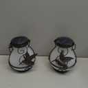 2 Pack Solar Lanterns Outdoor Waterproof Flickering Flame Lights Hummingbird Metal Hanging Solar Lantern Patio Porch Garden Decoration
