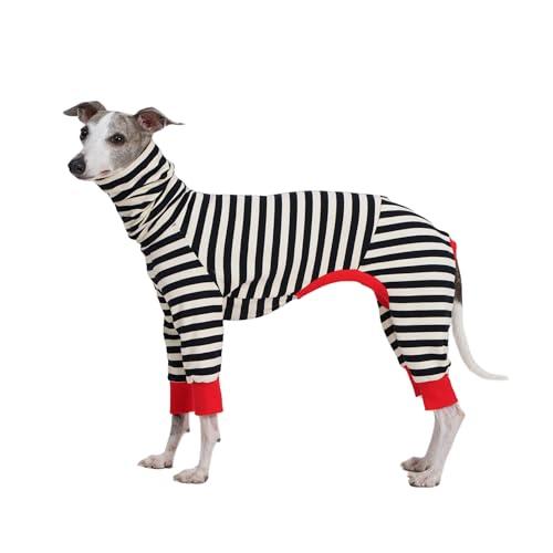 ESCCBOO Italian Greyhound Onesie Clothes, Turtleneck Striped Shirt for Whippets Puppy, Light and Thin Shirt for Spring and Summer (X-Large)