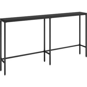 63" Console Table,Modern Narrow Long Sofa Table Behind Couch,Skinny Entry Table with Black Metal Frame for Living Room, Hallway,Classic Black