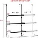 Auledio Adjustable Over The Door Triple Towel Rack with Hooks,Black
