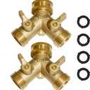 HQMPC 2 Way Hose Y Valve Hose Splitter Garden Hose Y Valve Connectors 2 way shut off valves With Solid Brass Handle Brass Y Valves Water Garden Hose Adapter 3/4"GHT Thread Extra 4 Presure washers