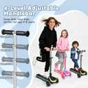 Kids Scooter with Seat, 2 in 1 Kick Toddler Scooter with LED Light-Up Wheels and Light up Deck, 4 Adjustable Heights, Lean to Steer, 3 Wheels Scooter Suitable for Boys & Girls Ages 2-8 Years