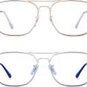 JM 2-Pack Aviator Reading Glasses Women Metal Frame Blue Light Blocking Computer Readers