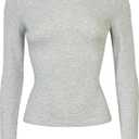 SSLR Womens Long Sleeve Shirts Basic Crop Tops Slim Fit T-Shirts Stretch Crew Neck Tee Comfort,Medium
