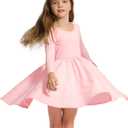 Stelle Girls Cotton Long Sleeve Dress Twirl Skater Dress 3-12Y (Pink)
