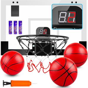 Indoor Basketball Hoop Boys Gifts for Teens Door Room Basketball Hoop Mini Hoop with Scoreboard, 3 Balls and Batteries Basketball Toys
