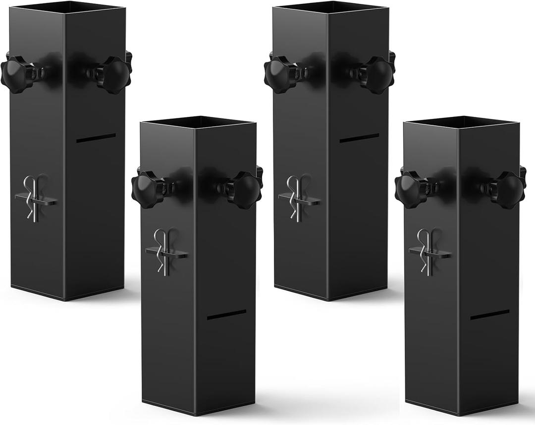 College Dorm Bed Risers 3.15" Diameter Carbon Steel Metal Bed Riser Square Tall Bed Riser for Wooden Bed Frame Table Adjustable Height 3.2" or 5.1", Supports up to 10,000 lbs