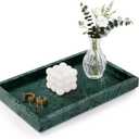 Marble Bathroom Tray for Countertop & Home Decor, Natural Decorative Marble Tray for Jewelry & Perfume Organizer, Luxury Stone Vanity Trays for Dresser, Kitchen Counter, 12" x 8", Green