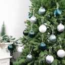 3.15 Inch Satin Christmas Tree Ornaments15 Pcs Velvet Christmas Balls Bulk Set Plastic Shatterproof Xmas Hanging Ornaments Decorations for Tree Garland(Green Silver White)