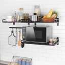 Microwave Oven Rack, 23.58"x15.52" Wall Shelf, Mounted Oven Bracket Holder, 80Ib Load Bearing, Household Commercial Microwave Rack for Dorm, Apartment, Kitchen, Bedroom, Black