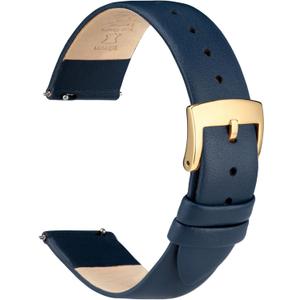 OTTOODY Leather Watch Bands Quick Release Watch Straps, Elegant & Ultra-Soft Top Grain Leather Watch Band for Women Men, Choice of Color & Width - for Watch & Smartwatch (Dark Blue (Gold Buckle-20mm)