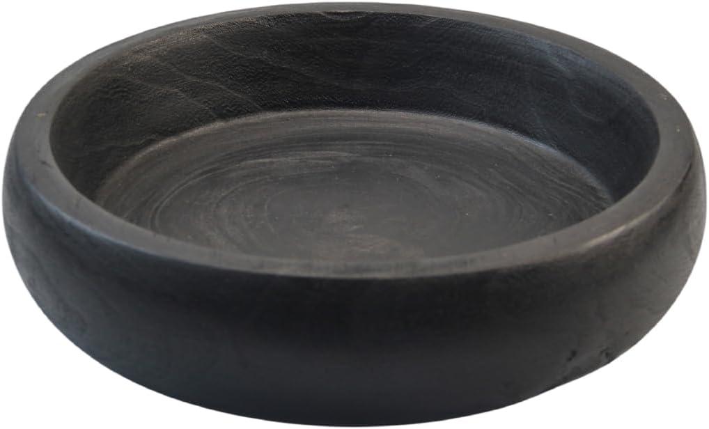 Wooden Decorative Bowl For Home Decor Handmade Rustic serving Key Bowls For Entry Coffee Table Decor Large Black (11.4)