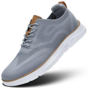 Mens Oxfords Business Shoes Fashion Mesh Lightweight Soft Sole Casual Dress Walking Work Sneakers Comfortable Grey