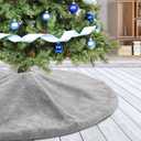 Christmas Tree Skirt 30 inch Light Grey Faux Fur Soft Fluffy Ornaments Xmas Tree Skirts for Xmas Tree Ornaments and Party Holiday Decorations (Gray)