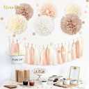 2 x NICROHOME EUR Boho Wedding Decorations, 28PCS Rustic Neutral Creamy White Tissue Paper Pom Poms Tassel, Dots Paper Garland Decor Packages for Baby Shower Birthday Bridal Shower Party Table