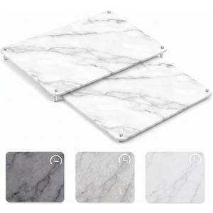 2 Tiers 24"x16" & 20"x16" Large Nesting Stone Dish Drying Mats for Kitchen Counter Absorbent Quick Dry Diatomaceous Earth Mat with Non-slip Feet for Pot Dishes Tableware (Marble Color)