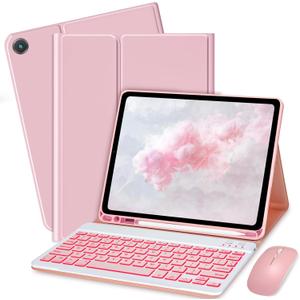 Keyboard Case for Samsung Galaxy Tab A11+ Plus 2025 / A9+ Plus 2023 11 inch - 7 Colors Backlit Keyboard Cover and Mouse (Pink)