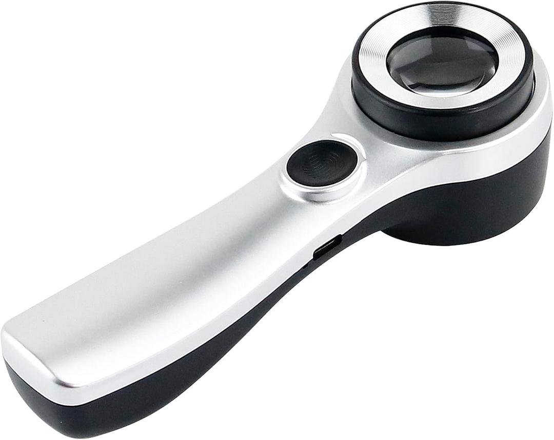 Handheld 10X Magnifier Loupe Optical Glass Magnifying Glass with Light Scale Magnifying Jewelry Loupe with Measure Scale