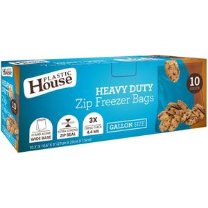 Zip HD Freezer Bags, 1 Gallon Size, Case of 240 (24 packs x 10)