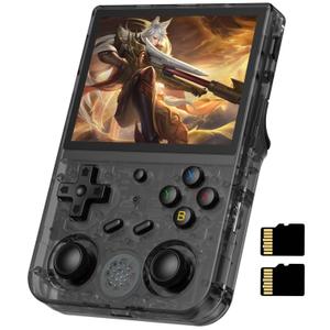 Anbernic RG353V Retro Handheld Game Console , Dual OS Android 11 and Linux System Support 5G WiFi 4.2 Bluetooth Moonlight Streaming TV Output 64G SD Card 4452 Games (RG353V-Transparent Black)