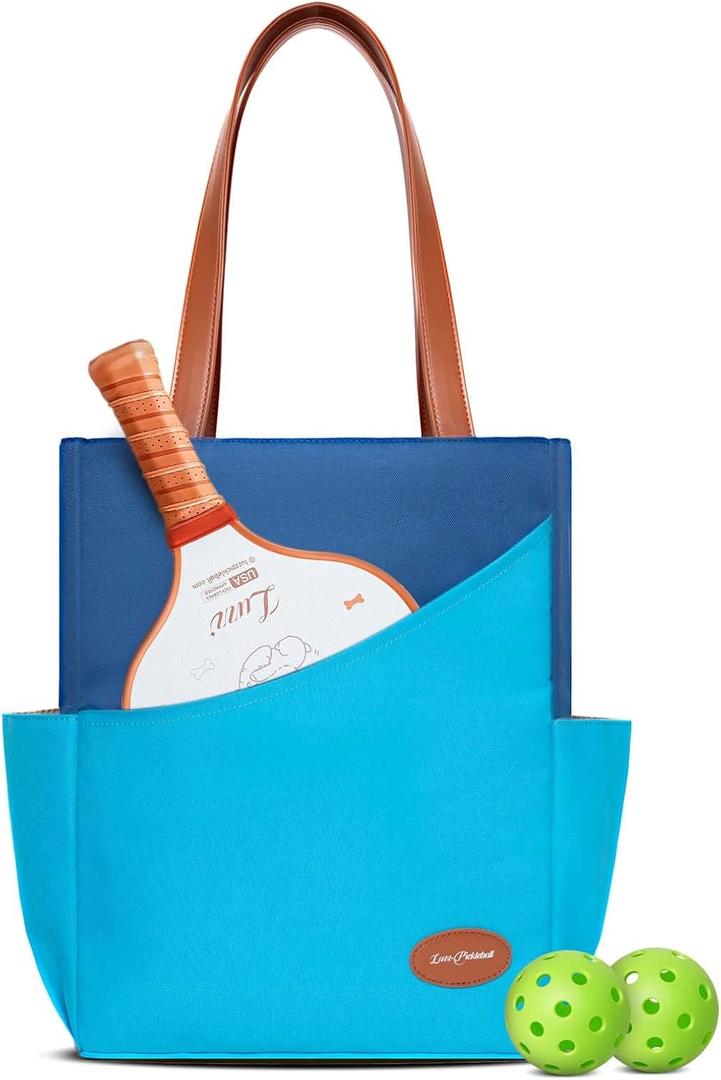 LUZZ Pickleball Tote Bag for Women with Pickleball Handbag 2 Paddle Compartment Front and behind Pockets Fashion Sport Tote (Astronaut Blue)