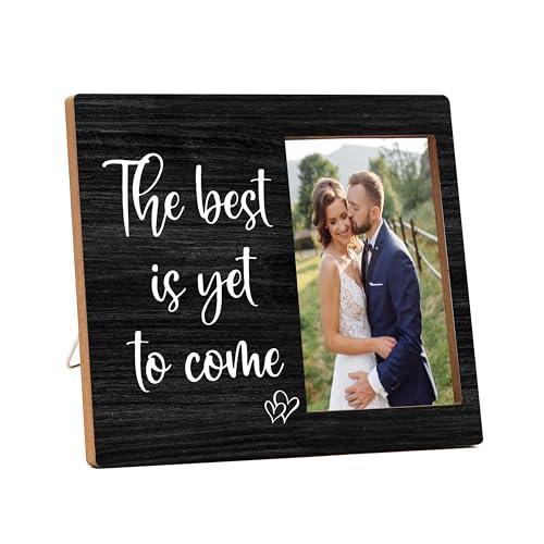 RYSMH Wedding Picture Frame, Couple Wood Photo Frame, Engagement Anniversary Wedding Valentines Day Gifts For Couple Husband Wife, The Best Is Yet To Come World Frame -g03