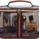 New Retro Vintage Vanity Bag, Clear Makeup Organizer with Handle, Large Capacity Water Resistant Cosmetic Toiletry Bag for Women, Travel Skincare Storage Case, Vintage Makeup Pouch