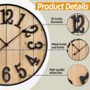 Large Wall Clock 16IN, Silent Metal Wood Style Wall Clocks Battery Operated for Living Room Decor, Farmhouse Big wall Clock, Outdoor