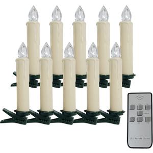 LED Taper Candle Timer Candlesticks, 10pcs Mini Battery Powered Chandelier Remote LED Candles Sticks 4inches Flameless Candles with Clip Suitable for Hotels Bars Home Churches Christmas Day