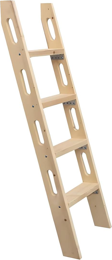 Wood Bunk Bed Ladder, 4.1FT RV Bunk Ladder Replacement with Wide Step, Sturdy Wood Ladder for Bunk Beds RV Camper Bed Climbing, Wooden Step Ladder for Home Kids Bedroom Dorm Hotel (49.2IN/4-STEP, Natural Varnish)