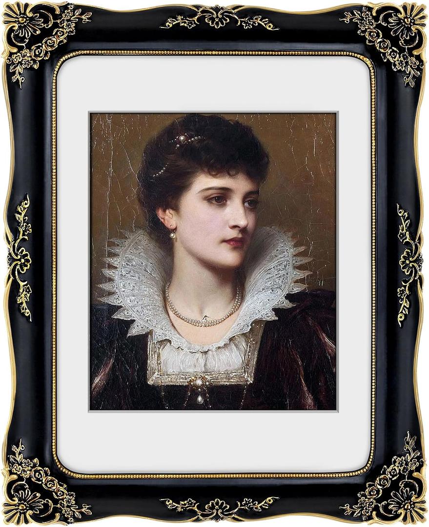 11x14 Vintage Picture Frame Black Baroque Gothic Picture Frames Antique Ornate Victorian for Wall Display, Fits 11x14 or 8x10 Photo with Mat